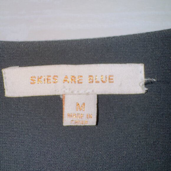 Skies Are Blue Women's Size Medium Black Long Sleeve V Neck Mini Dress - Picture 4 of 8